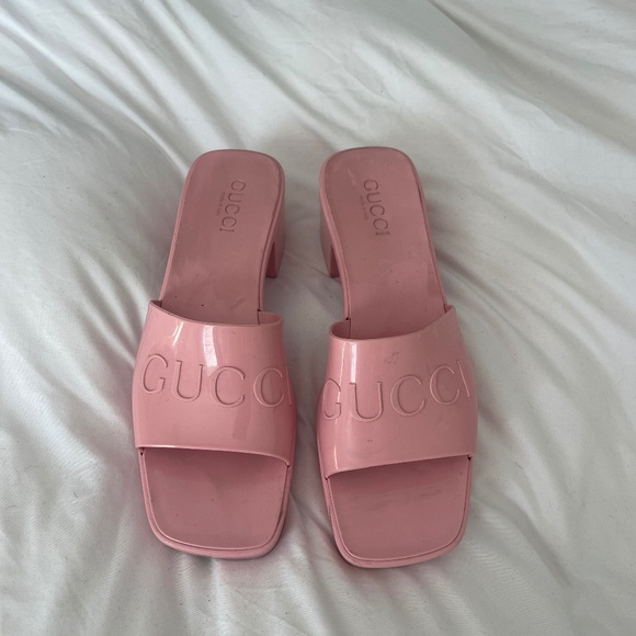 Pink Gucci platform rubber slides - Picture 1 of 7